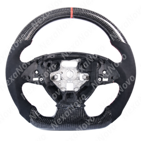 Side angle perspective showing clearance for factory automatic paddle shifters behind the thickened Alcantara hand bolsters