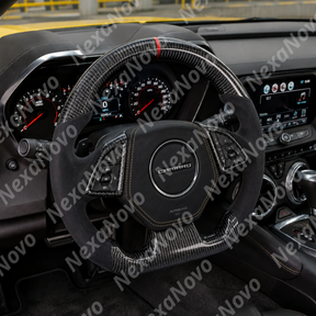 Detailed close-up of the ultra-soft, high-grip black Alcantara suede side handles and ergonomic thumb bolsters