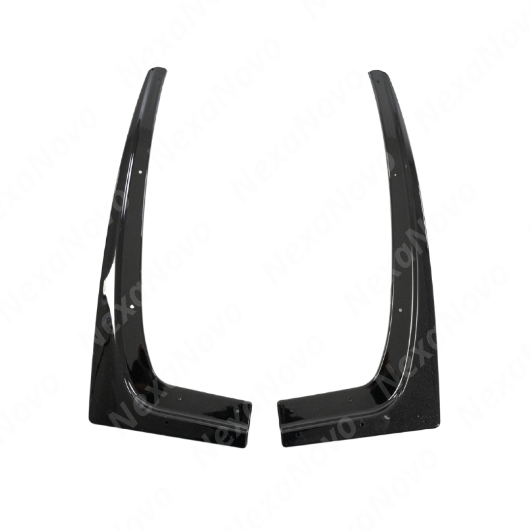 Underside view of the NexaNovo glossy black side skirt rocker panel showing mounting points