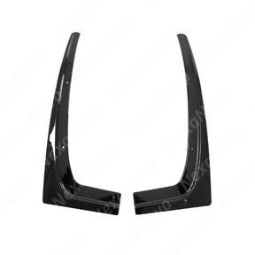 Underside view of the NexaNovo glossy black side skirt rocker panel showing mounting points