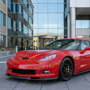 2008 Chevrolet Corvette C6 in motion with ZR1 style front splitter