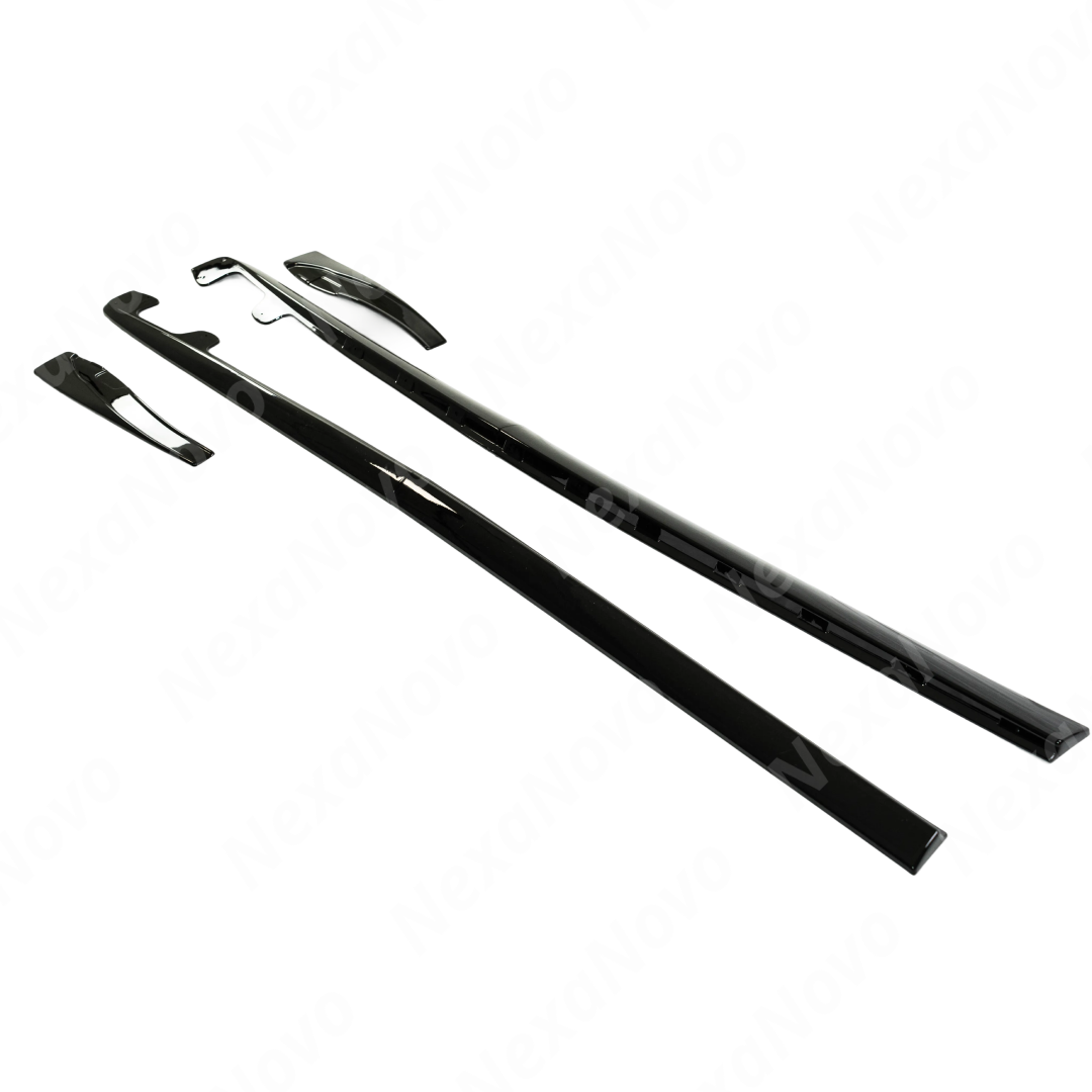 Complete uninstalled NexaNovo kit: ZR1 style gloss black side skirts and matching mud flaps