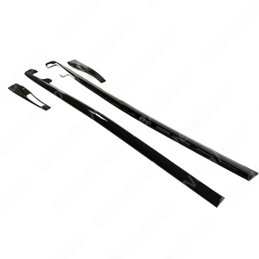 Complete uninstalled NexaNovo kit: ZR1 style gloss black side skirts and matching mud flaps