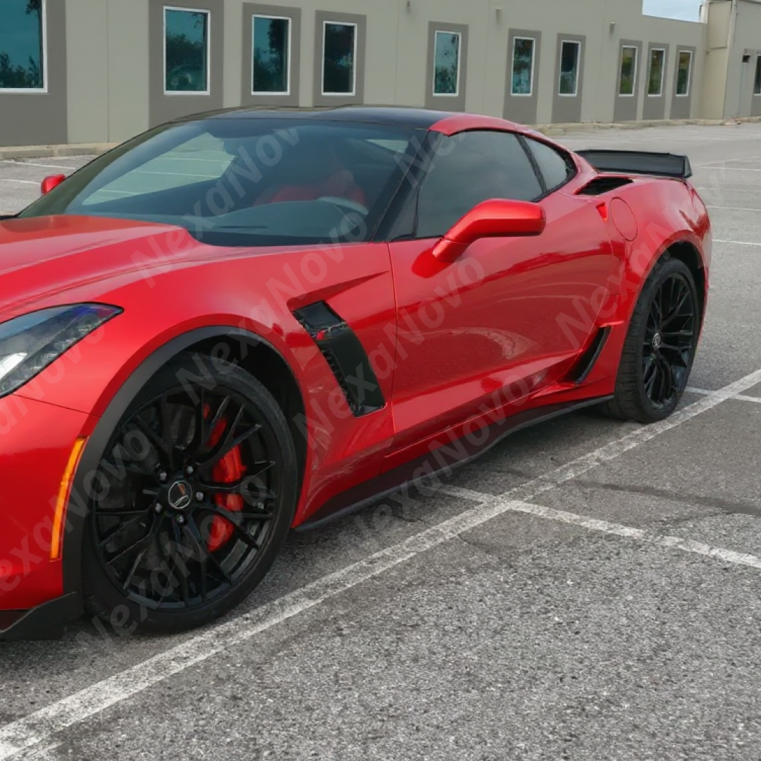 Full side view of a 2015 Chevrolet Corvette C7 with new NexaNovo 4-piece side skirts