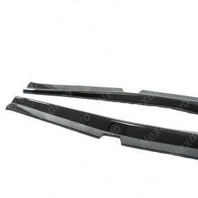 Underside view of the NexaNovo gloss black splitter showing mounting points for Corvette C7