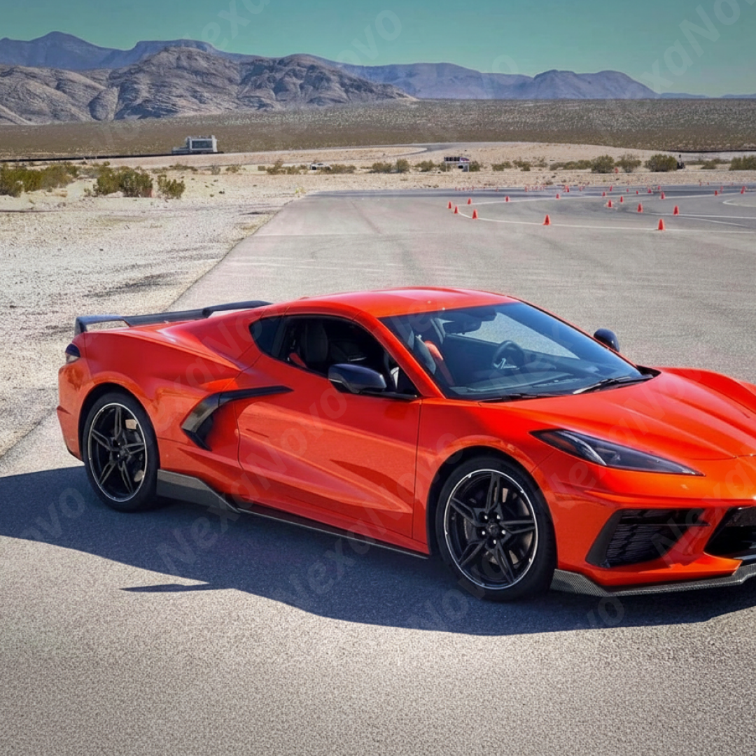 Underside view of NexaNovo 5VM side skirts showing mounting points for C8 installation