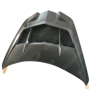Uninstalled NexaNovo real carbon fiber ZR1 style front hood cover, top view