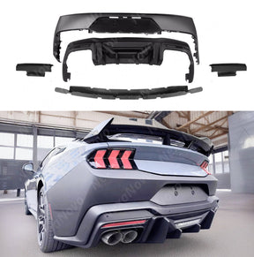 Premium Dark Horse Front Bumper Conversion Kit with Rear Primed Diffuser for Mustang 2024. NexaNovo.

