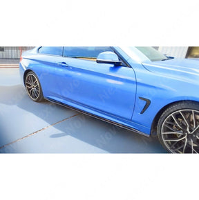 NexaNovo gloss black side skirts with bottom lip for BMW 420i, 428i, 430i, 435i, 440i F32 F33 F36 2014-2020.
