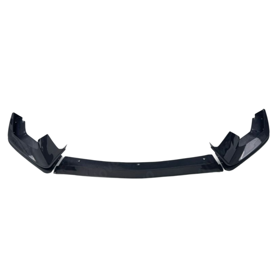 Close-up showing how the NexaNovo splitter hugs the sharp factory lines of the S650 lower bumper