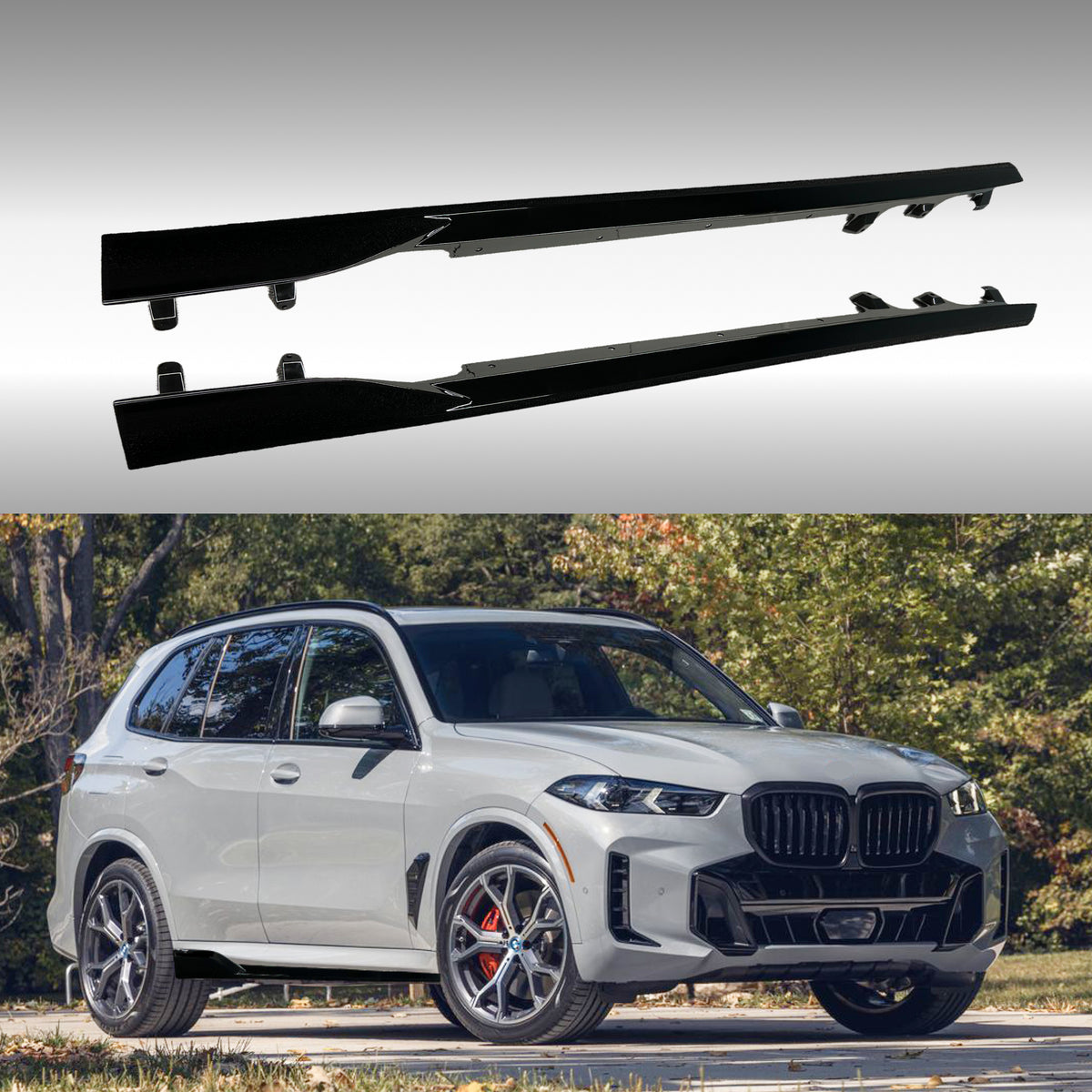 Gloss Black Car Side Skirts for BMW G05 X5 M Sport 2019-2024 - Elevate your vehicle's style