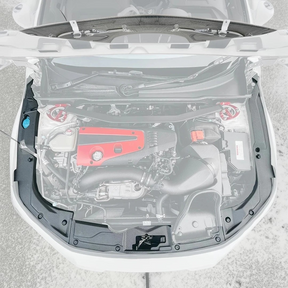 Close-up of the NexaNovo real carbon fiber weave on the Civic Type R cooling shrouds