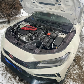 NexaNovo carbon fiber cooling shrouds integrated in a black Civic Type R FL5 engine bay