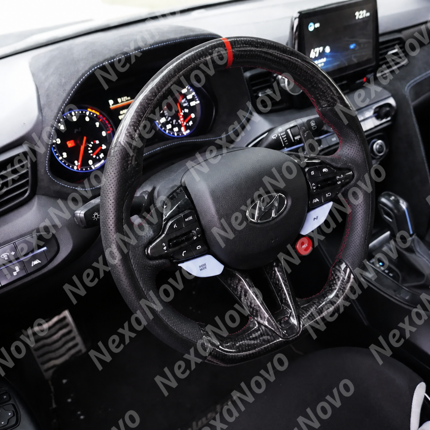Detailed close-up of the genuine 3K twill weave gloss carbon fiber finish and UV-resistant high-clarity clear coat