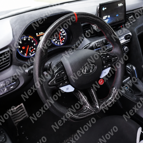 Detailed close-up of the genuine 3K twill weave gloss carbon fiber finish and UV-resistant high-clarity clear coat