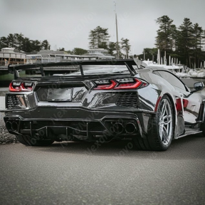 Stylish Rear Lip Spoiler in Carbon Fiber for Corvette C8 2020-2025 by NexaNovo.
