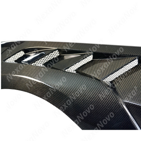 Full 3/4 front view of a 2020 Ford Mustang with the complete NexaNovo GTD wide body fender kit