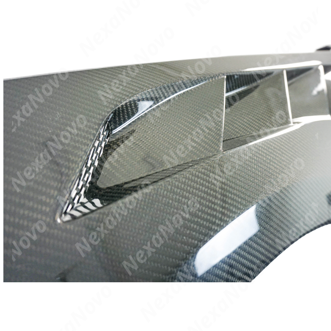 Genuine NexaNovo vacuum-infused real carbon fiber construction for maximum weight reduction