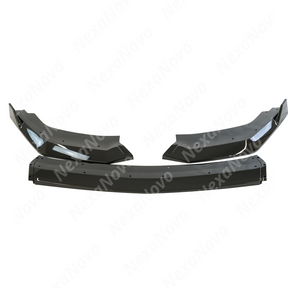 Detailed view of the high-gloss finish on the NexaNovo front lip splitter