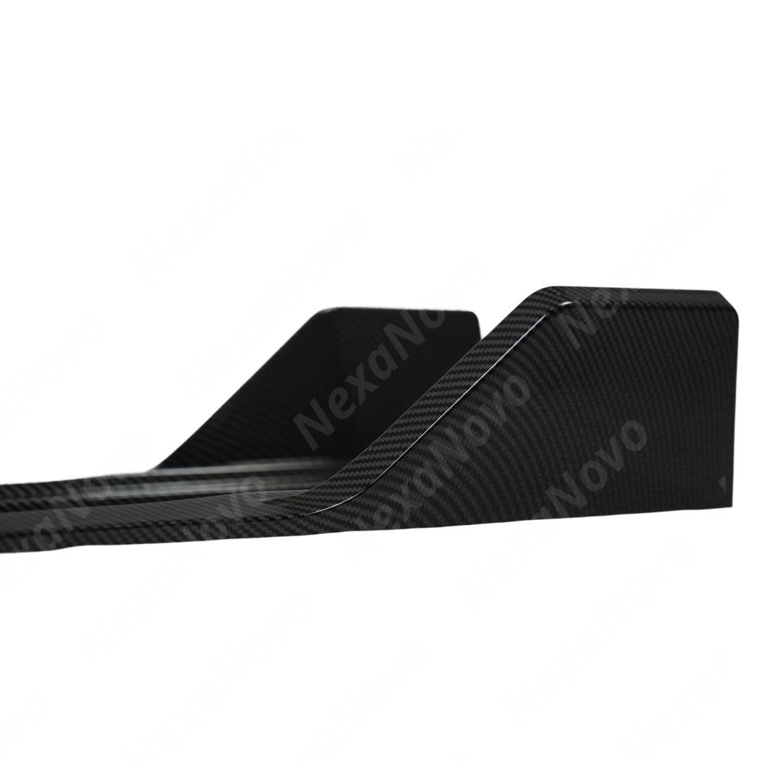 Durable NexaNovo ABS plastic with carbon fiber print finish of the side skirts