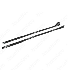 NexaNovo carbon fiber print side skirts on a white Ford Mustang