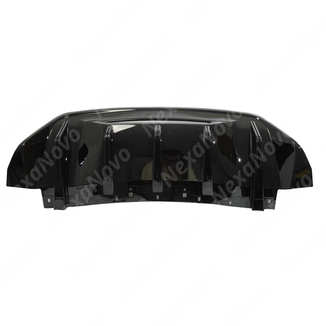 Close-up of the diffuser fins on the NexaNovo gloss black rear diffuser