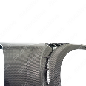 Detailed NexaNovo carbon fiber weave on the fender side vent garnish