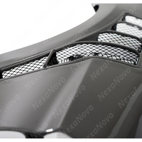 Close-up of the authentic 3K twill real carbon fiber weave on NexaNovo GT500 style fenders