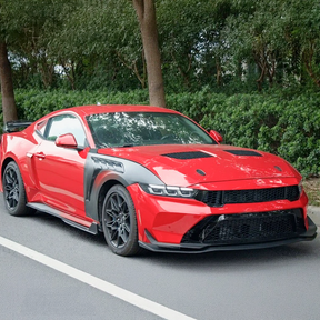 Gloss black NexaNovo GT500 style splitters for Mustang S650 2024-2026