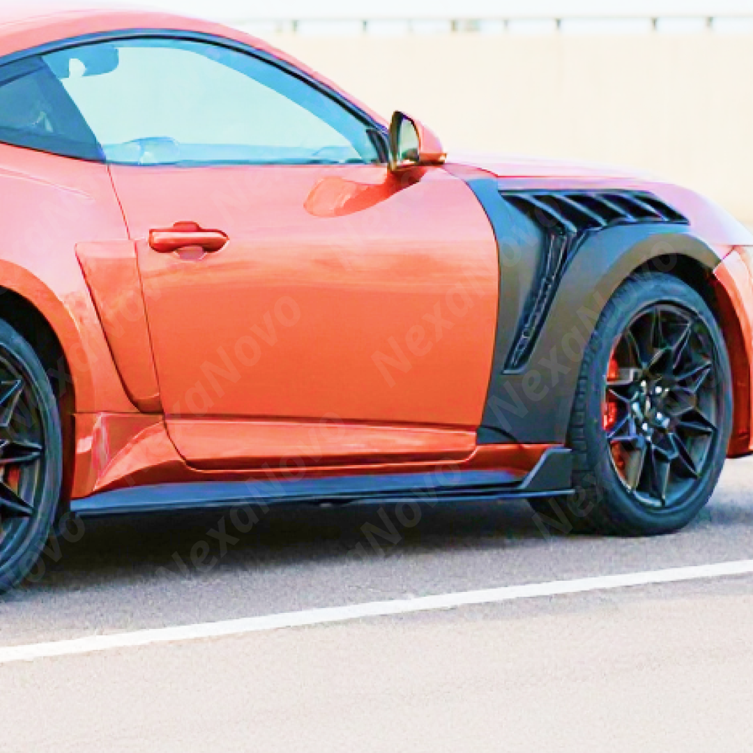 Underside view of the NexaNovo rocker panel extensions showing mounting points
