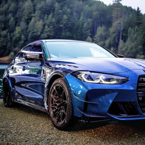 Wide carbon fiber fender kit for BMW G80 M3 2023 Competition Sedan by NexaNovo