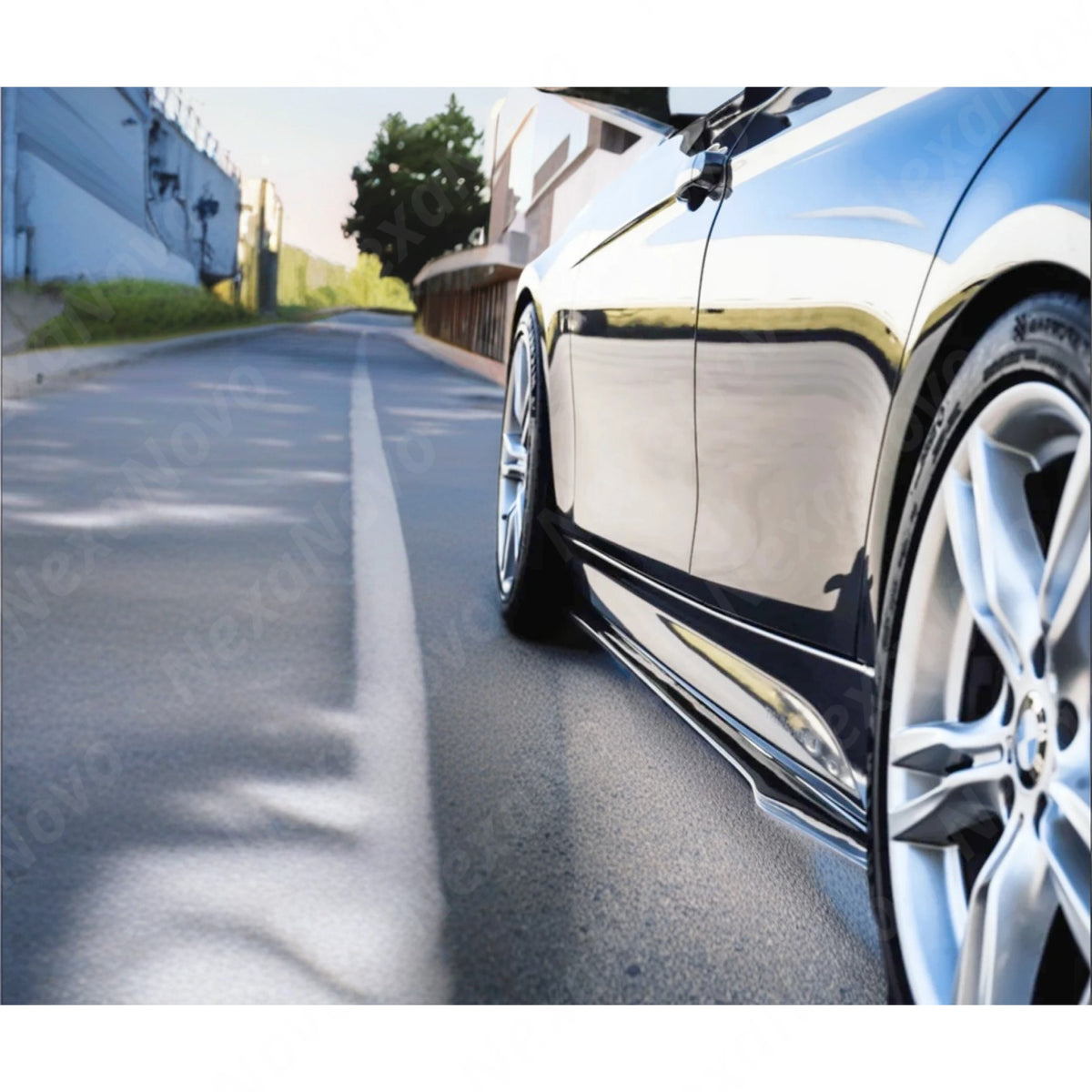 Side skirt extensions for BMW 328d xDrive and 330e Sedan 2012-2018 by NexaNovo.
