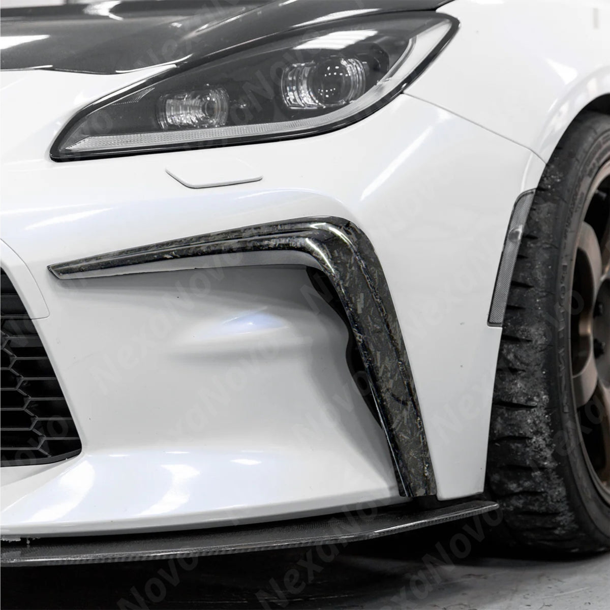 Premium TS Style Front Bumper Duct Vents Trim in Carbon Fiber for GR86 2022 by NexaNovo.

