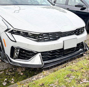 Carbon fiber front lip spoiler upgrade for 2025 Kia K5 by NexaNovo.
