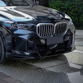 Gloss black front bumper lip for BMW X5 G05 LCI 2024-2025 by NexaNovo.
