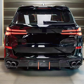 2020 BMW X5 G05 rear diffuser with LED brake light & corner splitters by NexaNovo.
