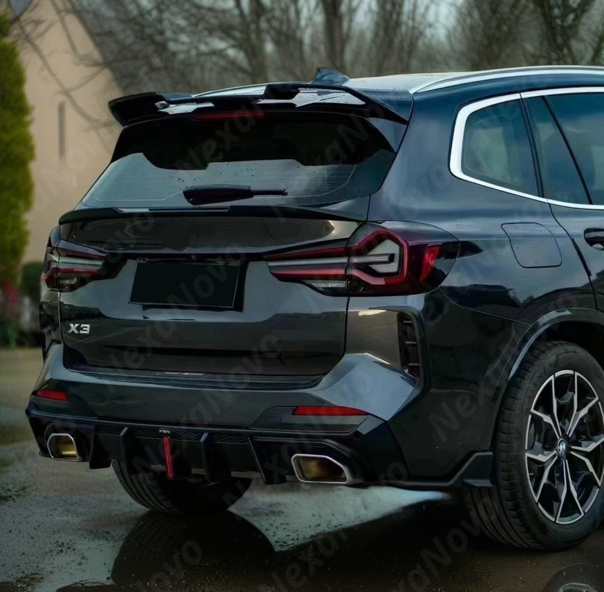 Gloss black mid wing spoiler for BMW X3 G01 LCI 2022-2024 by NexaNovo.
