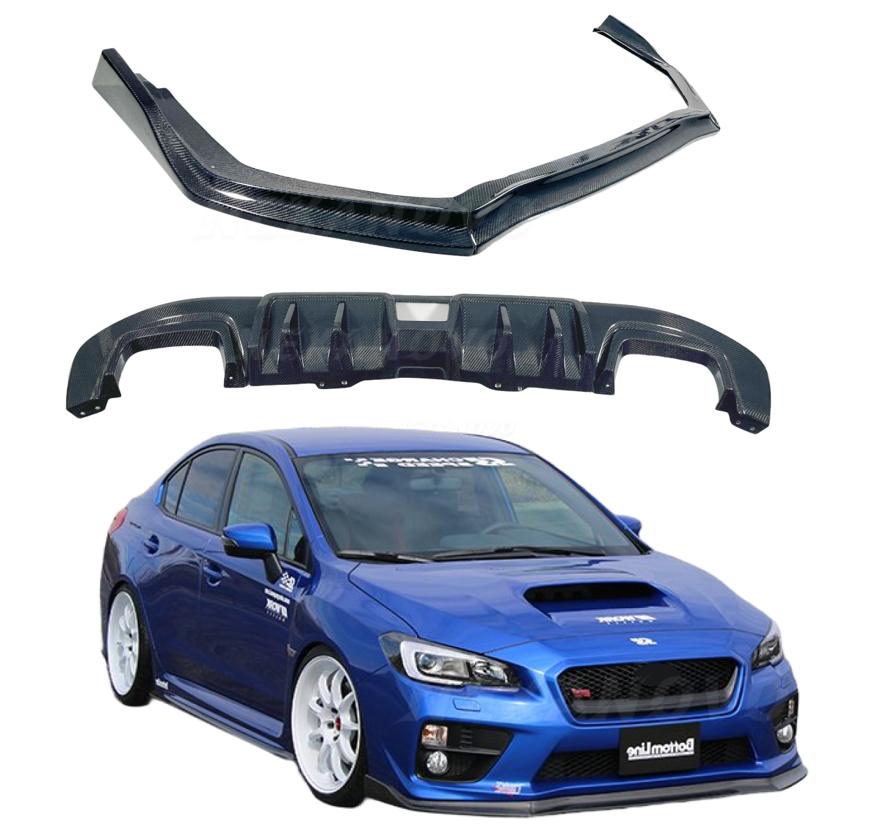 Real Carbon Fiber Front Lip & Rear Diffusers for Subaru WRX STI Real Carbon Fiber Front Lip & Rear Diffusers for Subaru WRX STI