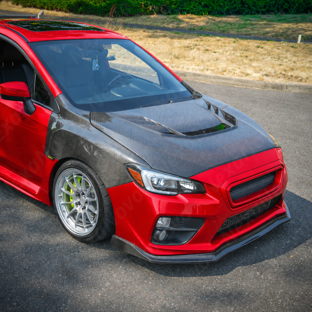 VR-Style Real Carbon Fiber Reverse Scoop Vented Hood For FMIC Subaru WRX / STI (VA) 2015-2021
