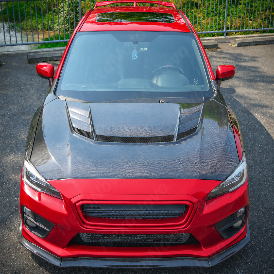 VR-Style Real Carbon Fiber Reverse Scoop Vented Hood For FMIC Subaru WRX / STI (VA) 2015-2021