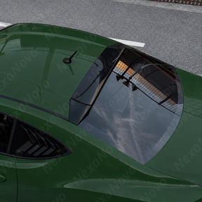 Top-down view highlighting the sleek aerodynamic curvature of the gloss black roof visor