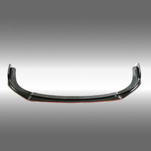 Direct front-facing view of the NexaNovo gloss black and red pinstripe splitter for 2008-2010 STI