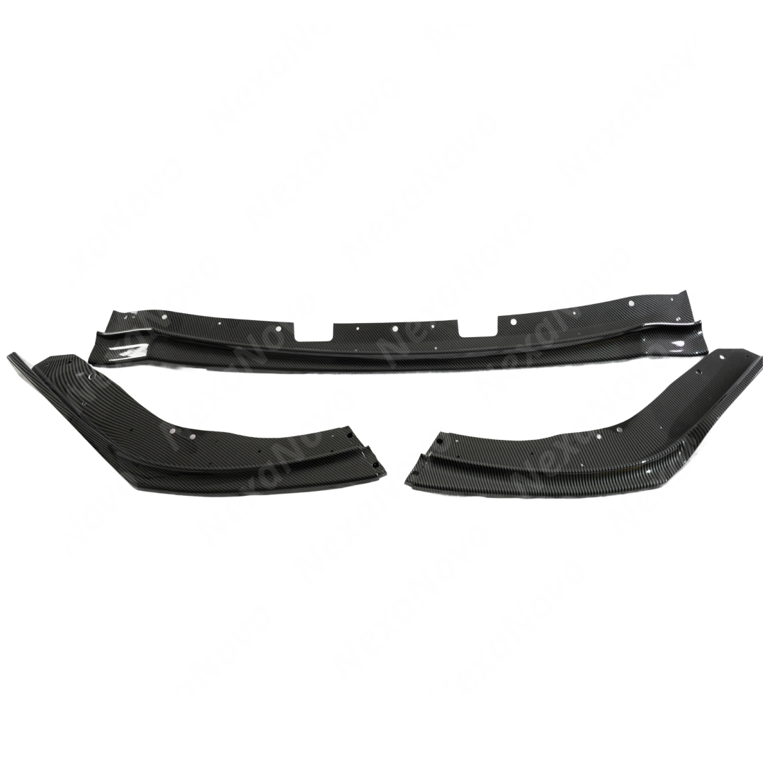 Aligning the carbon fiber print splitter lip with the Subaru STI bumper for installation