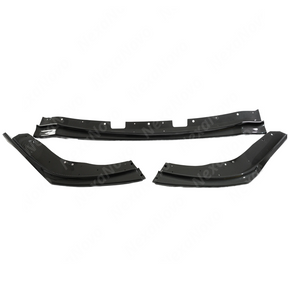 Aligning the carbon fiber print splitter lip with the Subaru STI bumper for installation