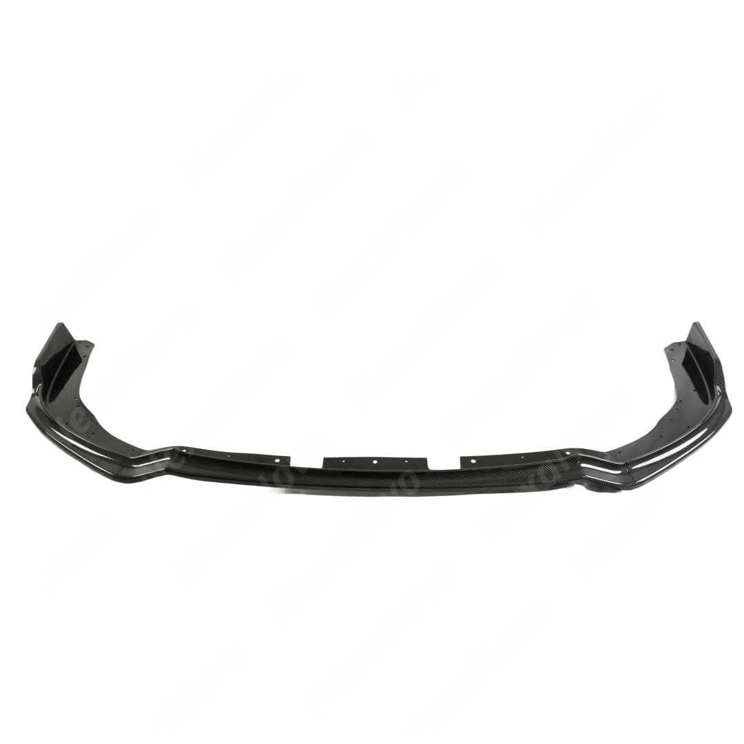 Low angle view showing the aggressive ground clearance of the STI carbon print splitter