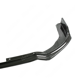 Standalone view of the uninstalled carbon fiber print front bumper splitter lip for STI