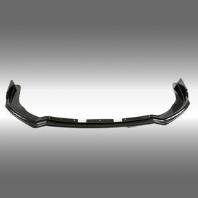 Direct front-facing view of the high-gloss black front lip for 2011-2014 STI