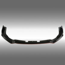 Direct front-facing view of the gloss black and red pinstripe splitter for 2011-2014 STI