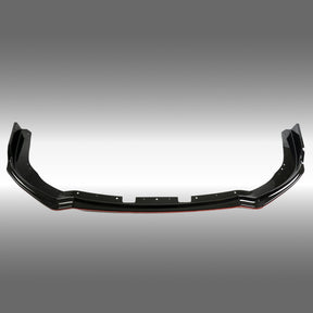 Direct front-facing view of the gloss black and red pinstripe splitter for 2011-2014 STI