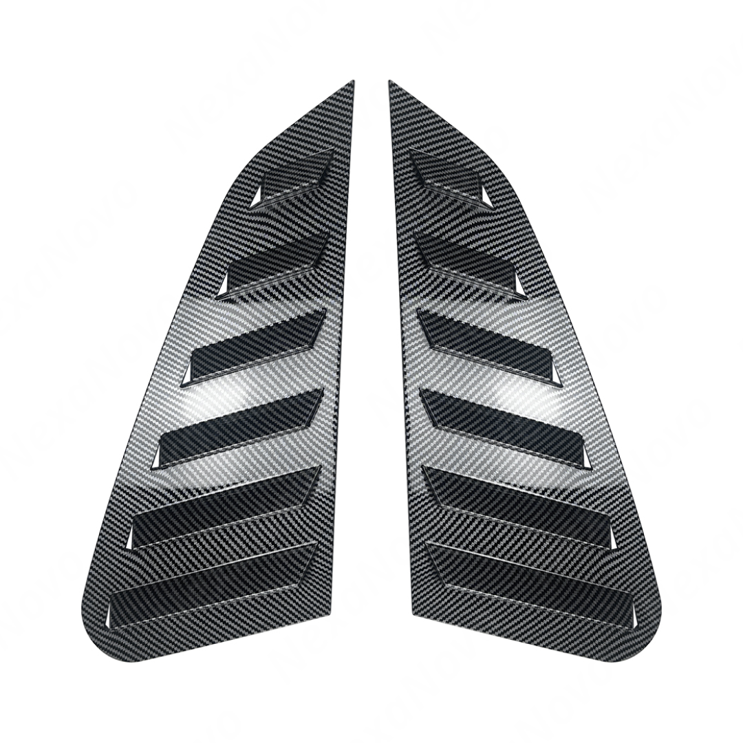 Detailed shot of the high-definition carbon fiber print weave on the GV window louvers